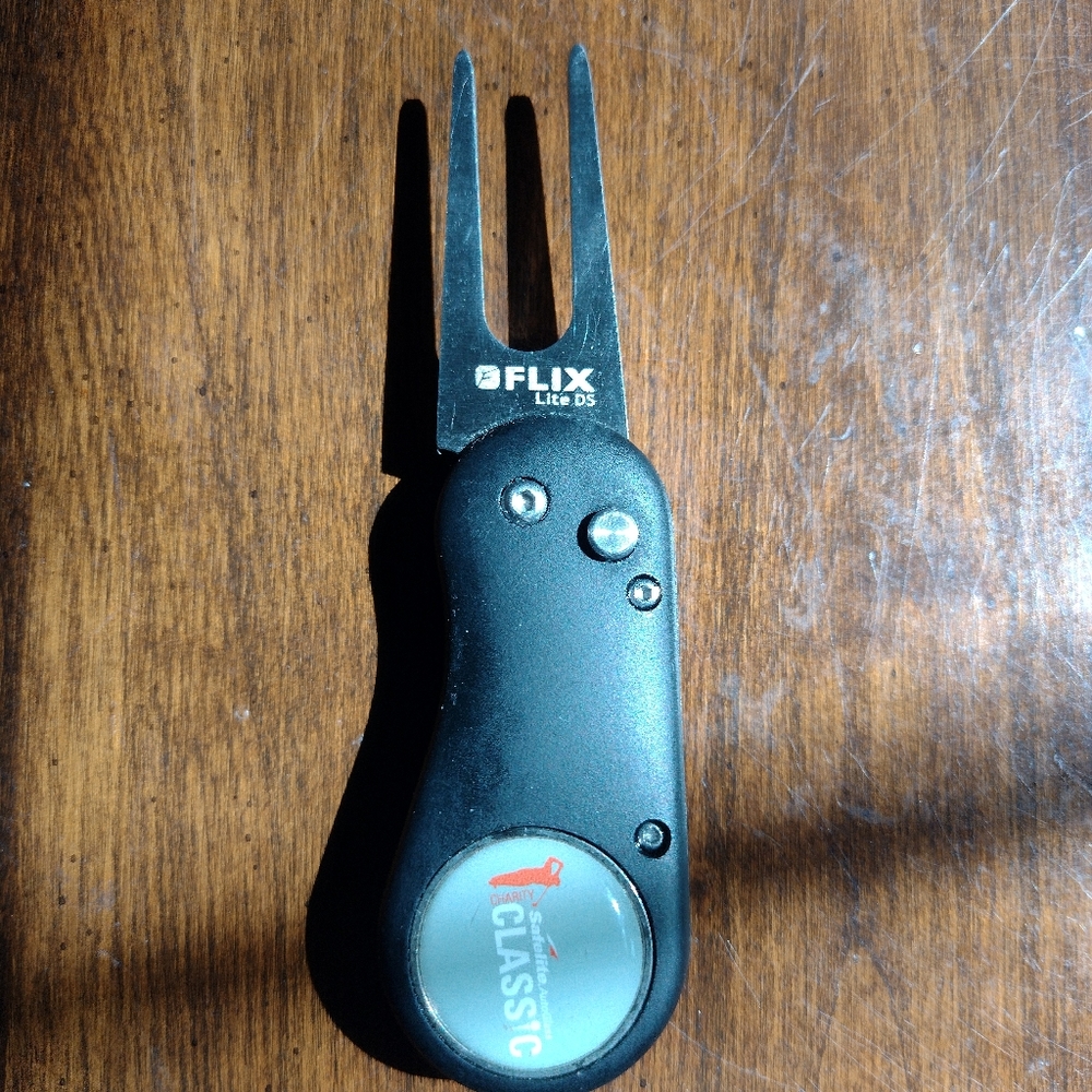 FLIX Lite DS Divot Tool Folding Switchblade Pocket Knife Style Spring Loaded